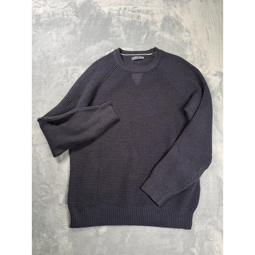 PJ Paul Jones Sweater Mens Large Dark Gray Acrylic Textured Waffle Knit Pullover